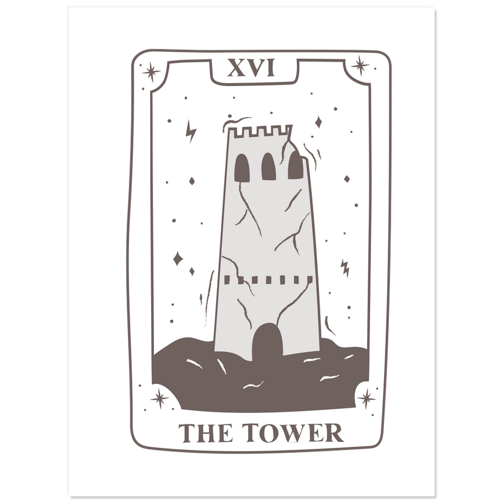 The Tower Tarot Card Kiss Cut Sticker