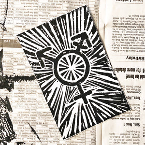 Trans Symbol Linocut Print in Black • Transgender Art Print - HALF OFF