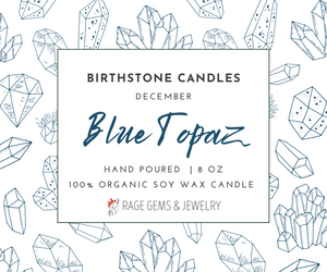 December Birthstone Organic Soy Wax Candle with Natural Blue Topaz