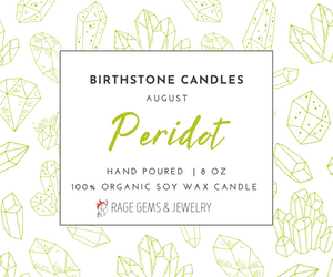 August Birthstone Organic Soy Wax Candle with Natural Peridot