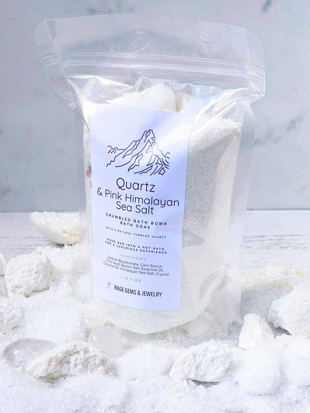 Quartz & Pink Himalayan Sea Salt Crumbled Bath Bomb Bath Soak