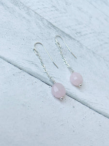 Faceted Morganite Coin Drop Earrings