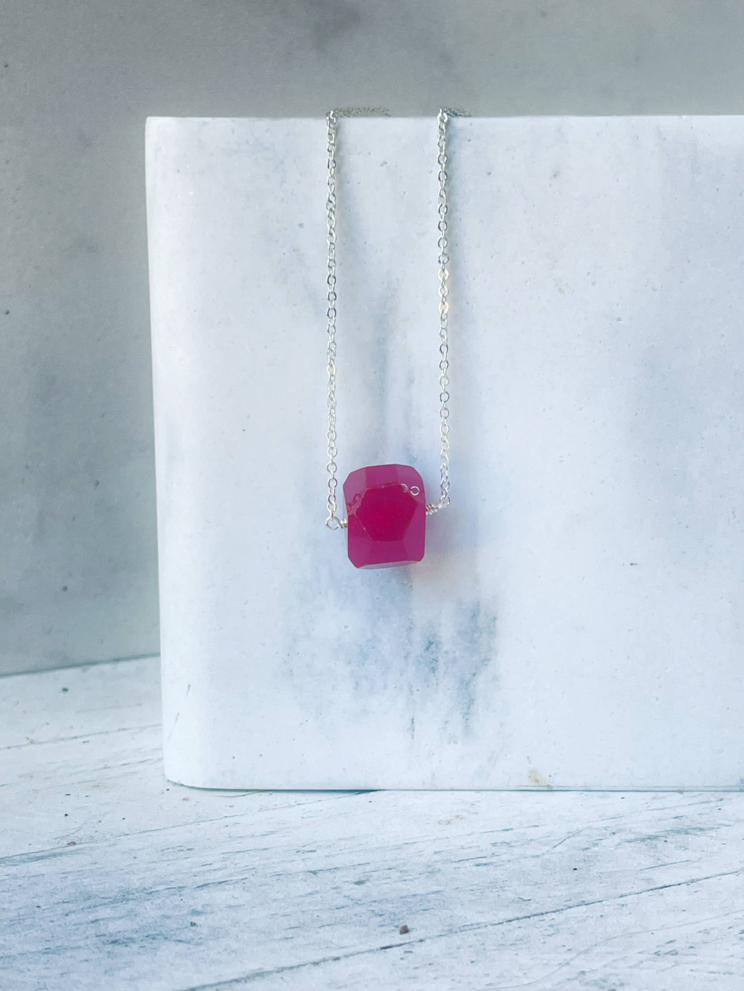 Red Dyed Quartz Nugget Necklace