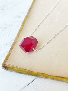 Red Dyed Quartz Nugget Necklace