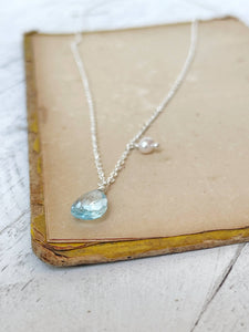 Natural Blue Topaz & Pearl Necklace