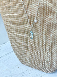 Natural Blue Topaz & Pearl Necklace