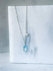 Natural Blue Topaz & Pearl Necklace