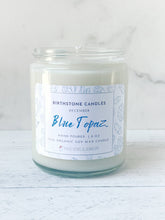 Load image into Gallery viewer, December Birthstone Organic Soy Wax Candle with Natural Blue Topaz
