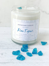 Load image into Gallery viewer, December Birthstone Organic Soy Wax Candle with Natural Blue Topaz
