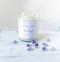Load image into Gallery viewer, February Birthstone Organic Soy Wax Candle with Natural Amethyst
