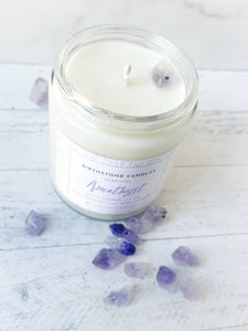 February Birthstone Organic Soy Wax Candle with Natural Amethyst