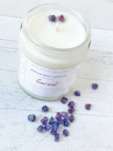 Load image into Gallery viewer, January Birthstone Organic Soy Wax Candle with Natural Garnet
