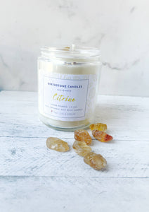 November Birthstone Organic Soy Wax Candle with Natural Citrine