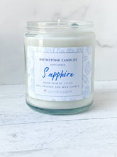 Load image into Gallery viewer, September Birthstone Organic Soy Wax Candle with Natural Sapphire

