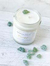 Load image into Gallery viewer, August Birthstone Organic Soy Wax Candle with Natural Peridot

