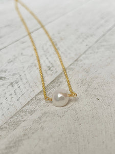Birthstone Necklace - June - Pearl