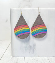 Load image into Gallery viewer, You&#39;re Goddamn Perfect Wooden Rainbow Earrings
