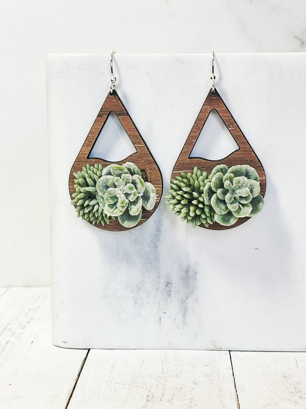 Sweet and Succulent Wooden Earrings