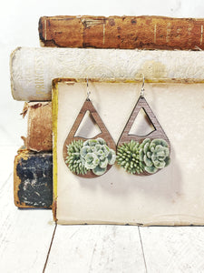 Sweet and Succulent Wooden Earrings