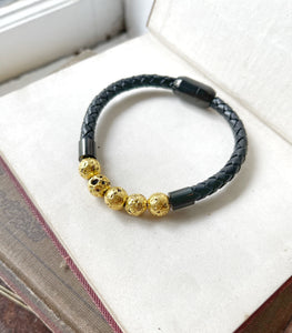 Pyrite Leather Bracelet