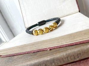 Pyrite Leather Bracelet