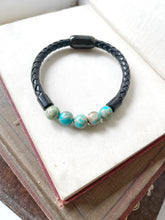 Load image into Gallery viewer, Turquoise Leather Bracelet
