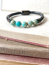 Load image into Gallery viewer, Turquoise Leather Bracelet
