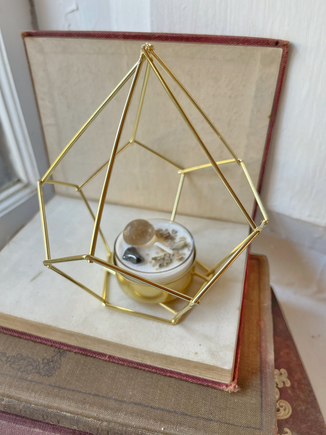 Gems & Geometry Candle Holders - Smoky Quartz & Obsidian