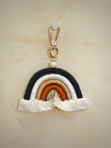 Rainbow Keychain - Black, White, Gold, and Brown