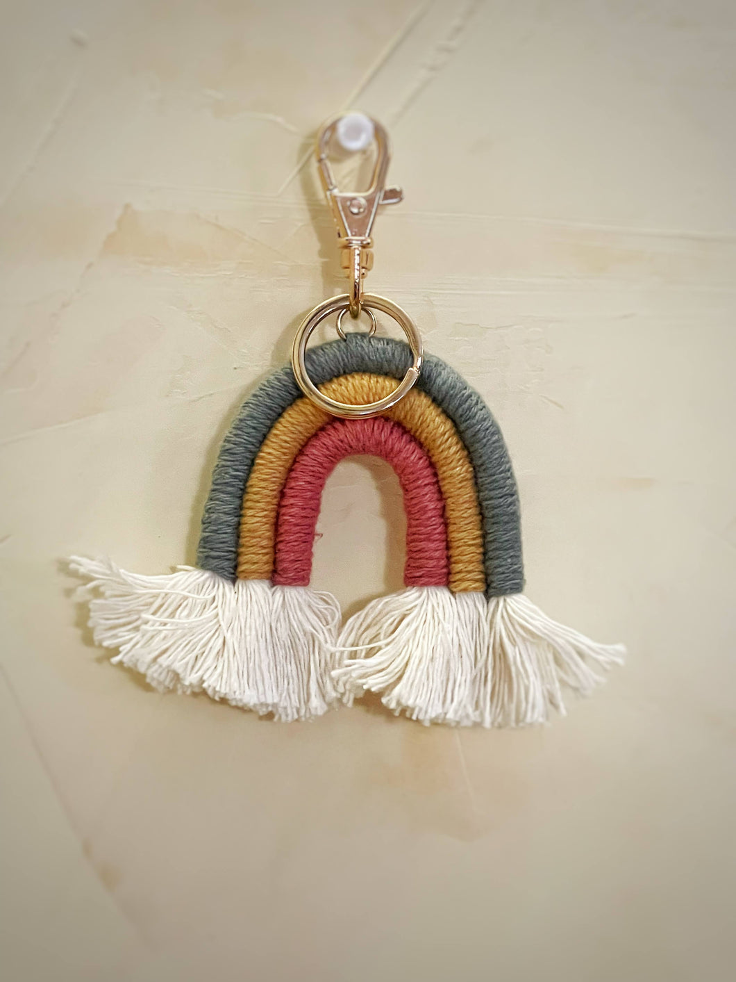 Rainbow Keychain - Blue, Yellow, Salmon