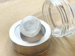 Small Glass Jar with Crystal Quartz Gemstone Lid