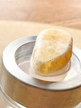 Load image into Gallery viewer, Small Glass Jar with Yellow Calcite Gemstone Lid
