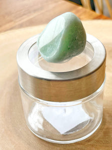 Small Glass Jar with Aventurine Gemstone Lid