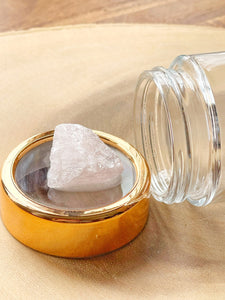 Small Glass Jar with Rose Quartz Gemstone Lid