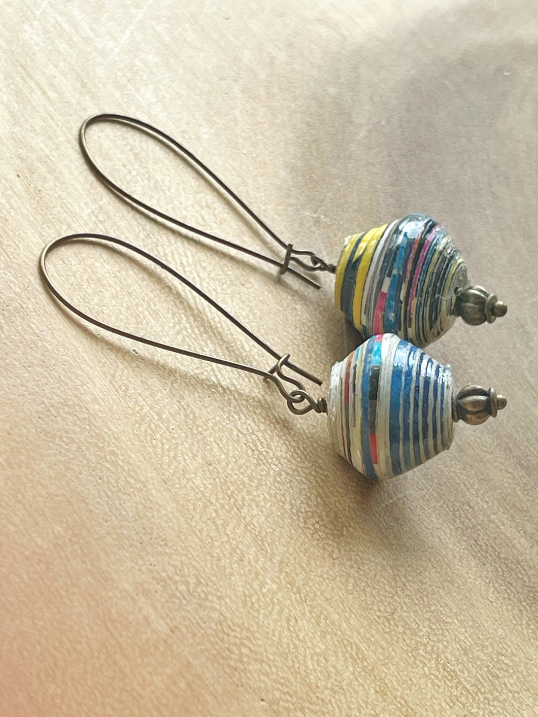 Handmade Recycled Paper Bead Earrings