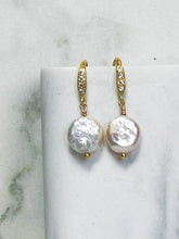 Load image into Gallery viewer, Freshwater Pearl Coin Earrings
