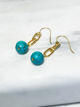Load image into Gallery viewer, Blue Howlite &amp; Gold Chain Drop Earrings
