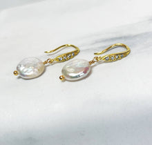 Load image into Gallery viewer, Freshwater Pearl Coin Earrings
