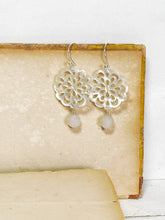 Load image into Gallery viewer, White Flower with Rose Quartz Earrings
