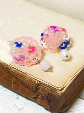 Load image into Gallery viewer, Pink Flower with Rose Quartz Earrings

