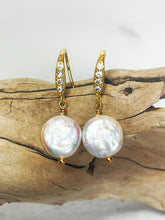 Load image into Gallery viewer, Freshwater Pearl Coin Earrings
