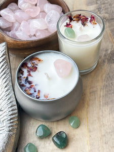 Rose Quartz & Rose Votive Candle