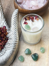Load image into Gallery viewer, Rose Quartz &amp; Rose Votive Candle
