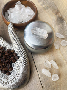 Crystal Quartz & Coffee Candle and Stash Jar