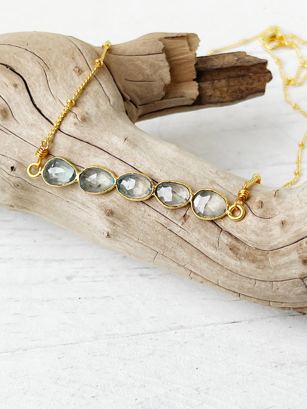 Blue Zircon Gemstone Necklace
