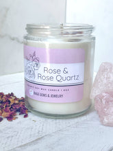 Load image into Gallery viewer, Rose Quartz &amp; Rose Organic Soy Wax Candle
