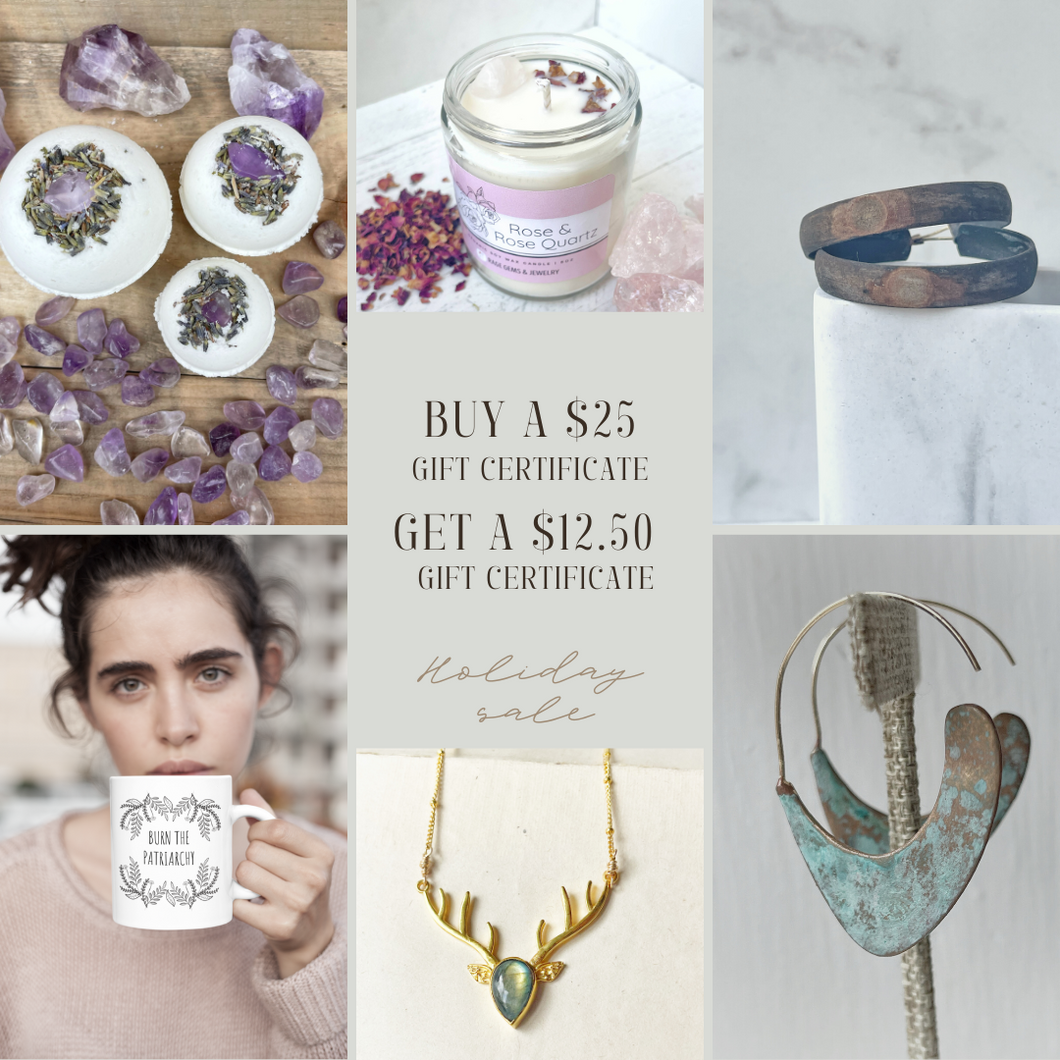 Buy a $25 Gift Certificate, Get a $12.50 Gift Certificate