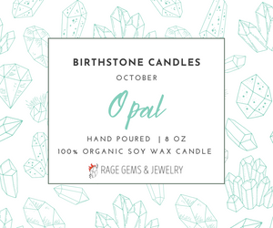 October Birthstone Organic Soy Wax Candle with Natural Opal