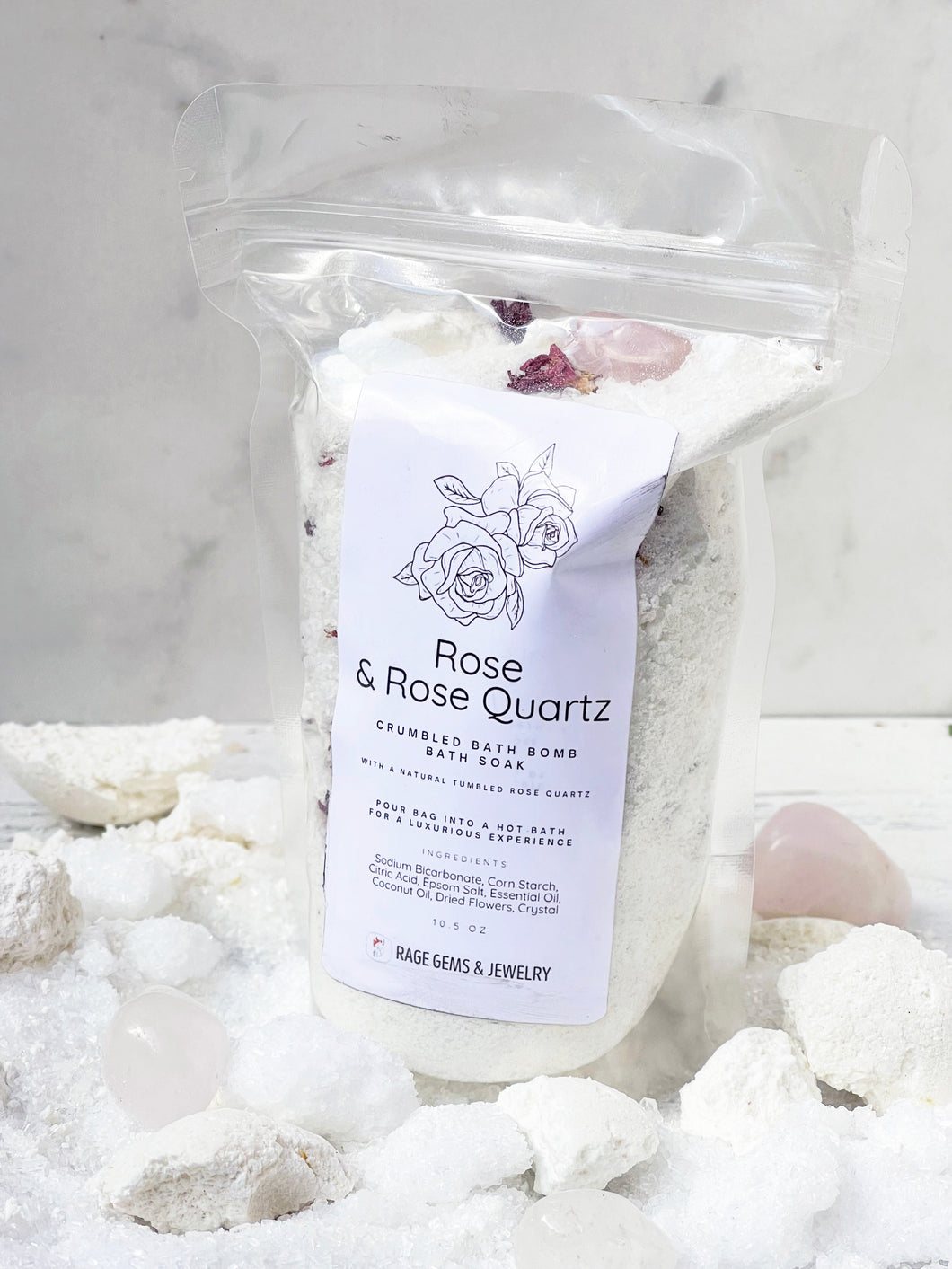 Rose & Rose Quartz Crumbled Bath Bomb Bath Soak