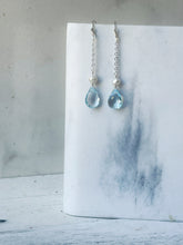 Load image into Gallery viewer, Natural Blue Topaz &amp; Pearl Earrings
